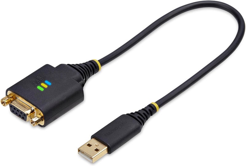 Star Tech 1ft/30cm USB to Null Modem Serial Adapter Cable, COM Retention, FTDI, USB-A to RS232, Changeable DB9 Nuts/Screws - Image 1